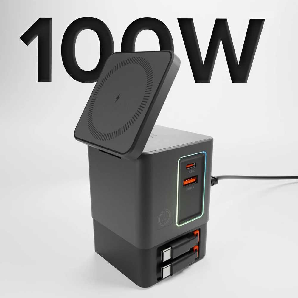 „SBS“ įkroviklis 6 viename su „MagSafe“, stovu ir USB-C laidais, 65 W – Juodas