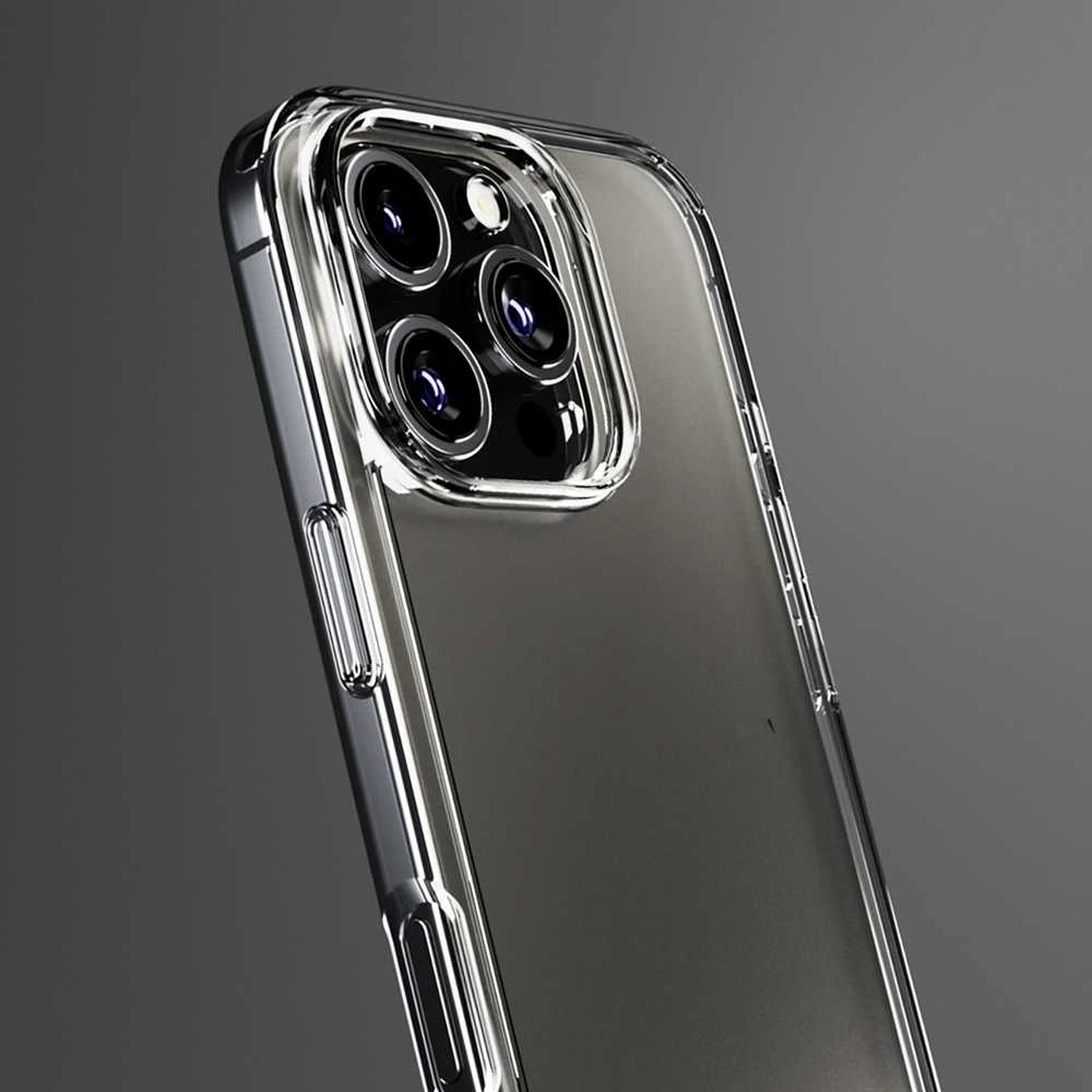 SBS komplektas su D3O technologijos skirtuku „iPhone 16 Pro Max“ – dėklas + stiklinis ekrano ir kameros apsauginis dėklas – skaidrus