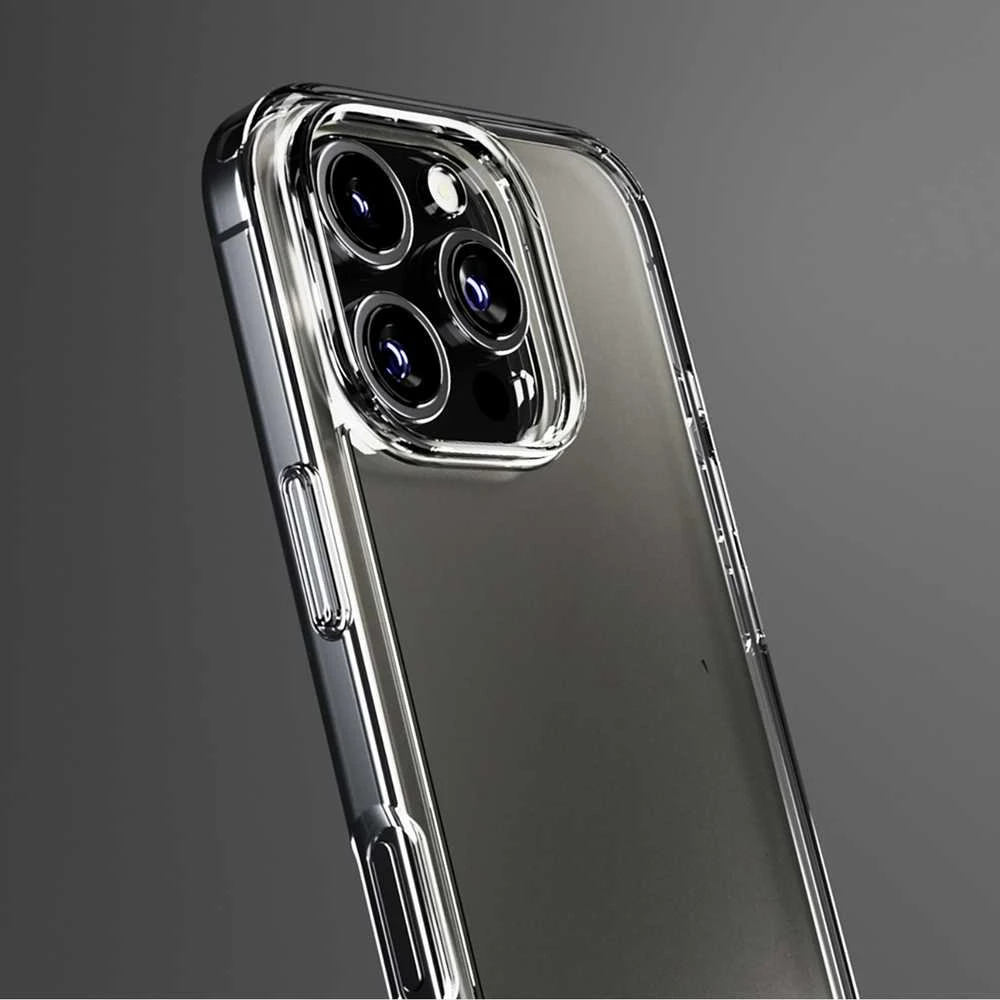 SBS komplektas su D3O technologijos skirtuku „iPhone 16 Pro“ – dėklas + stiklinis ekrano ir kameros apsauginis dėklas – skaidrus