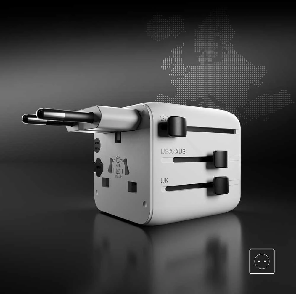SBS TEADAPTUNI universal travel adapter - baltas