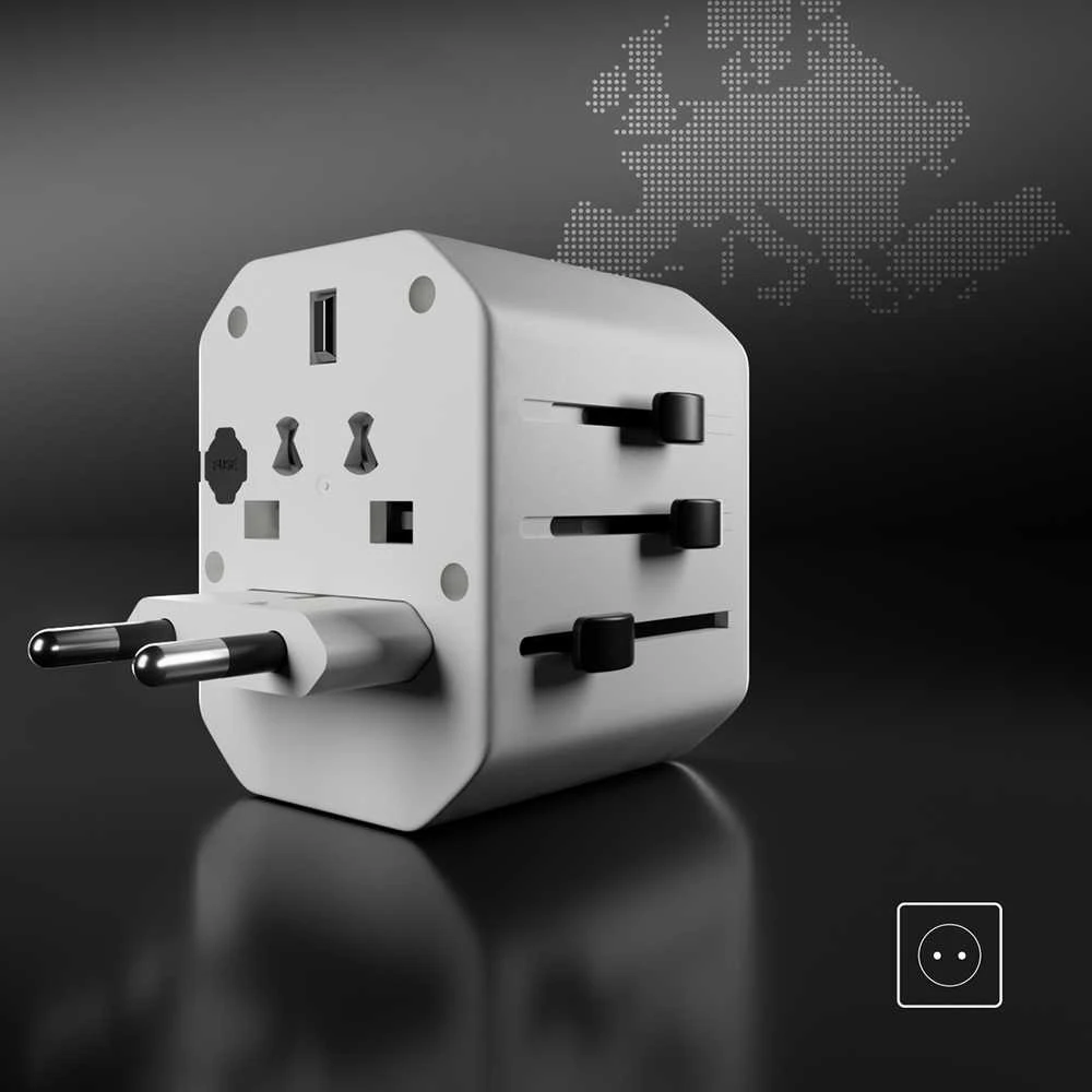 SBS TEADAPTUSBTCUNI USB-C USB-A universalus kelioninis adapteris - Baltos