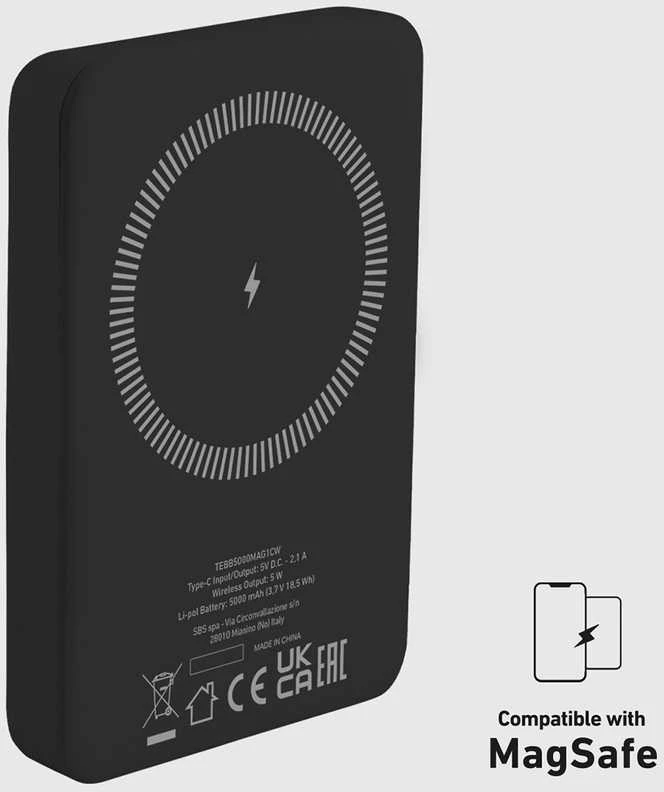 SBS TEBB5000MAG1CK belaidis power bank 5000 mAh USB-C, suderinamas su MagSafe - Juodas