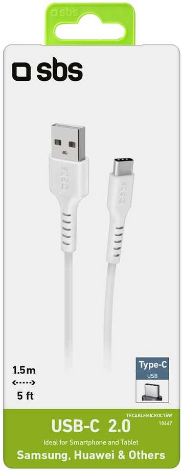 SBS TECABLEMICROC15W USB-A – USB-C laidas 1,5 m – baltas