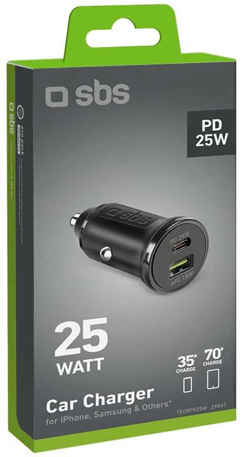 SBS TECRPD25W 25W USB-A USB-C su Power Delivery - juoda