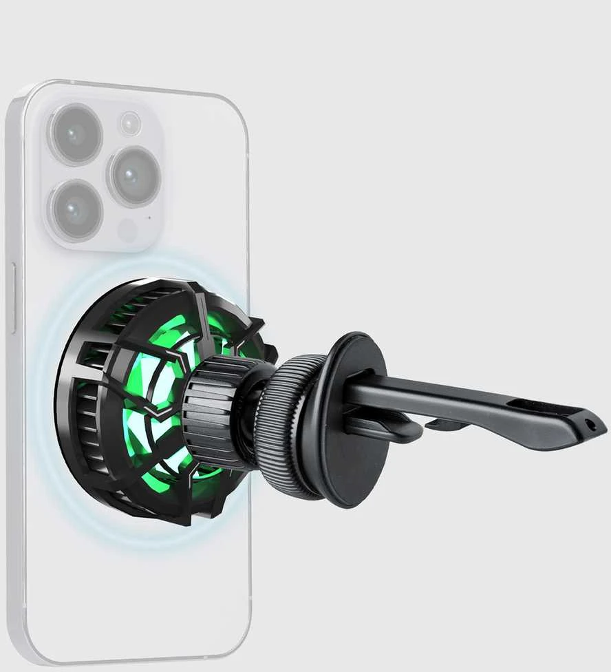 Telefono lakiklis su belaidžiu įkrovimu SBS TESUPFANWIR15W 15W for air vent, with cooling - juodas