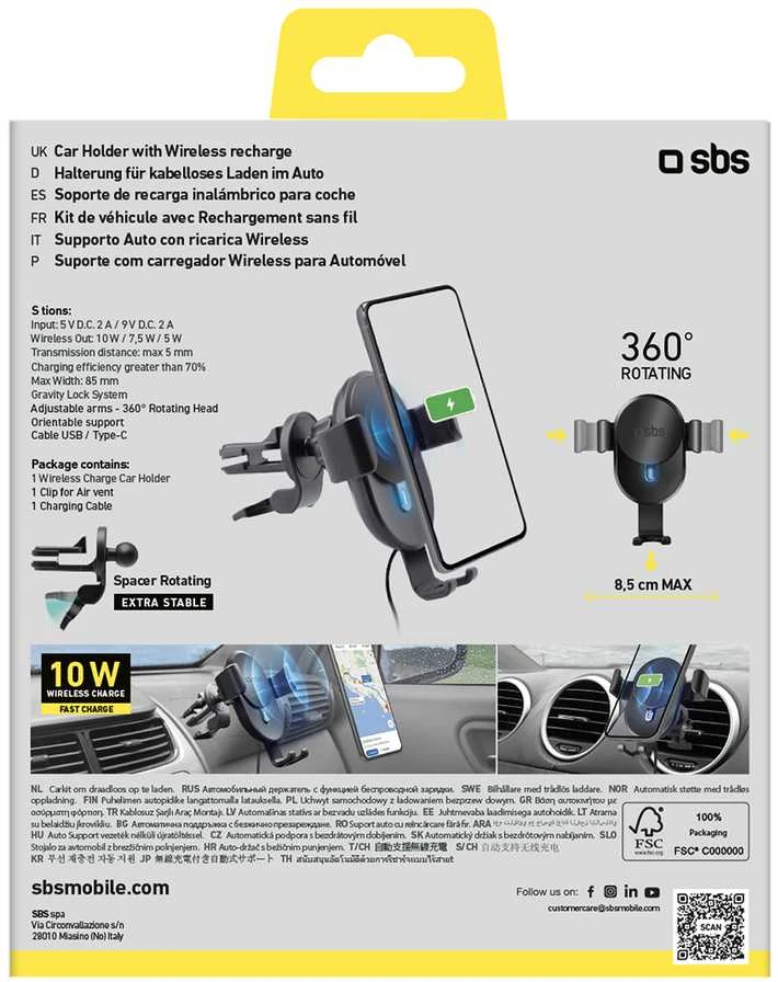 Telefono lakiklis su belaidžiu įkrovimu SBS TESUPWIR10CLIPSTG 10W – juodas