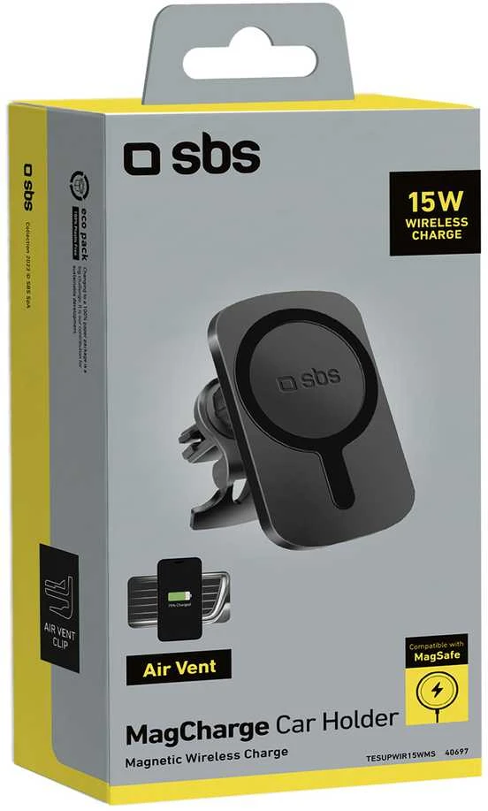 SBS TESUPWIR15WMS išmaniojo telefono laikiklis su įkrovikliu, suderinamas su MagSafe - juodas