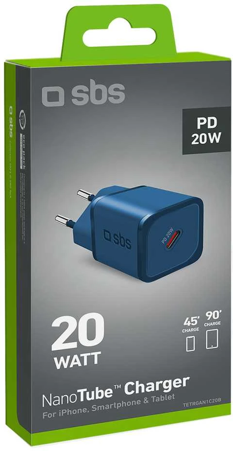 SBS TETRGAN1C20B 20W GaN laidinis įkroviklis su Power Delivery – Mėlyna