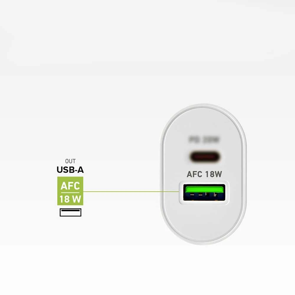 SBS TETRPD20W 20W USB-A USB-C sieninis įkroviklis su maitinimo tiekimu – baltas