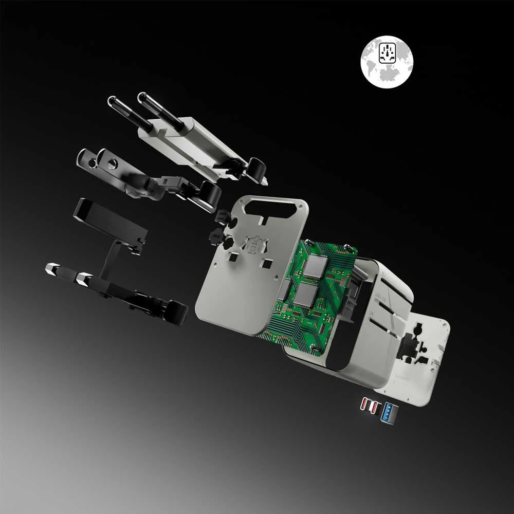 SBS universalus kelioninis adapteris 2xUSB-C 1xUSB-A - Baltas