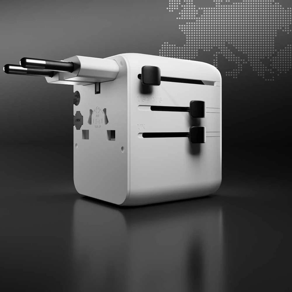 SBS universalus kelioninis adapteris 2xUSB-C 1xUSB-A - Baltas