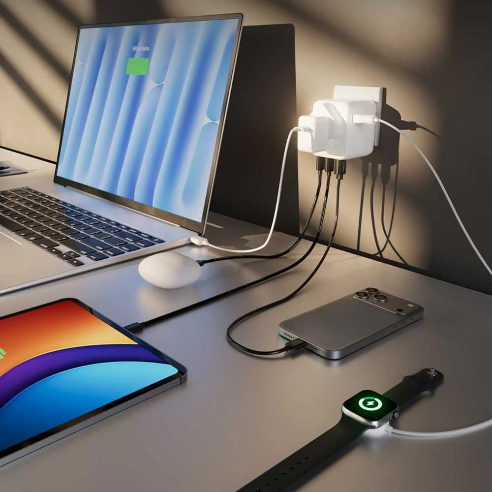 SBS universalus kelioninis adapteris 2xUSB-C 1xUSB-A - Baltas