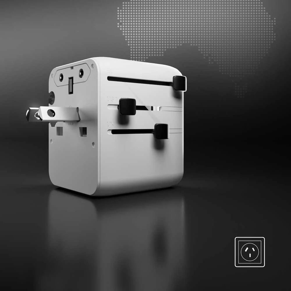 SBS universalus kelioninis adapteris 2xUSB-C 1xUSB-A - Baltas