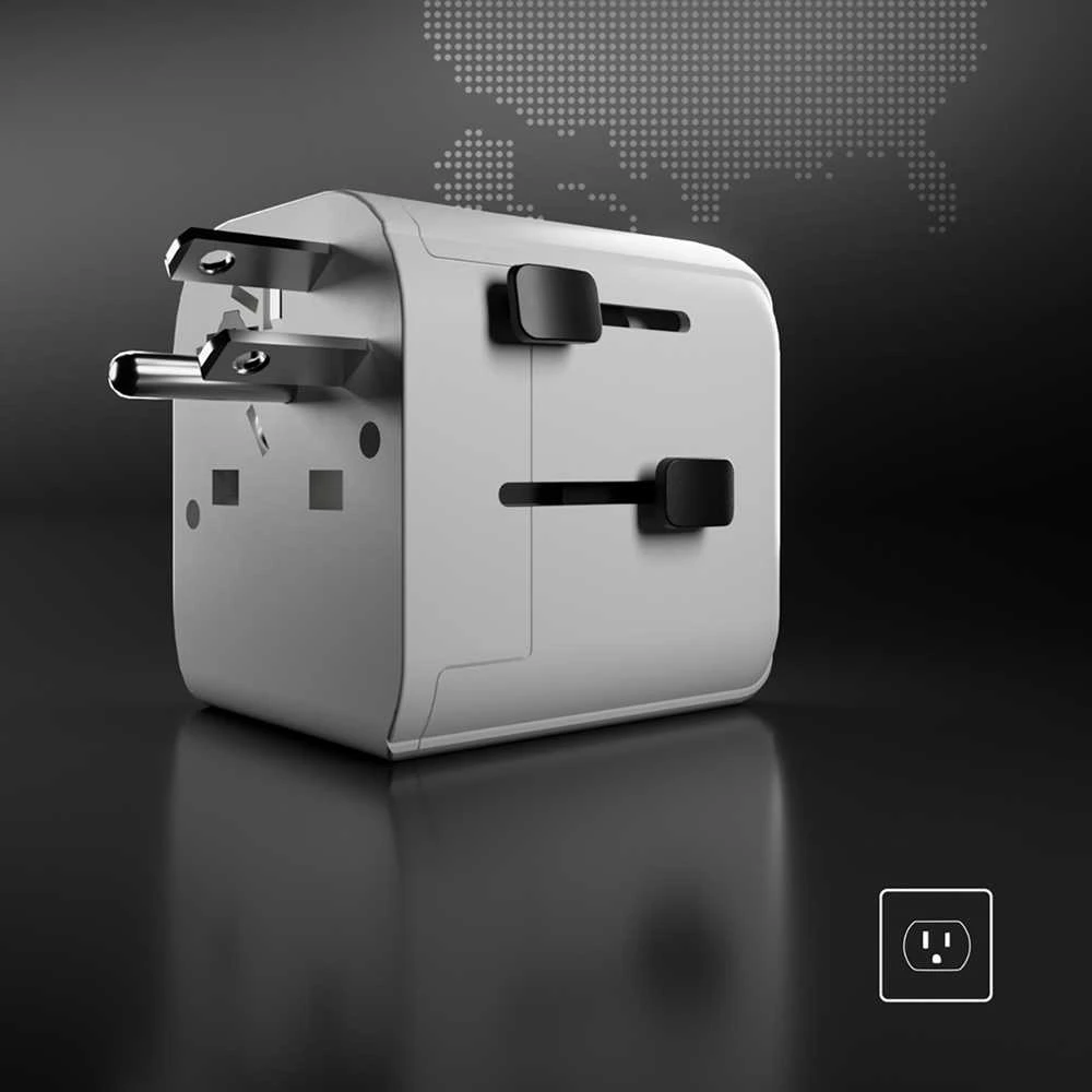 SBS universal travel adapter – EU 2xUSB-A – baltos spalvos