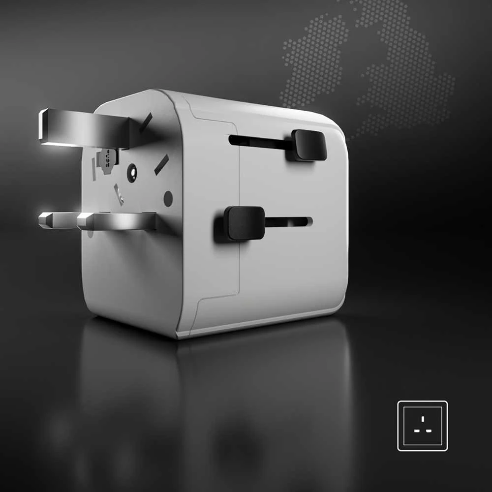 SBS universal travel adapter – EU 2xUSB-A – baltos spalvos