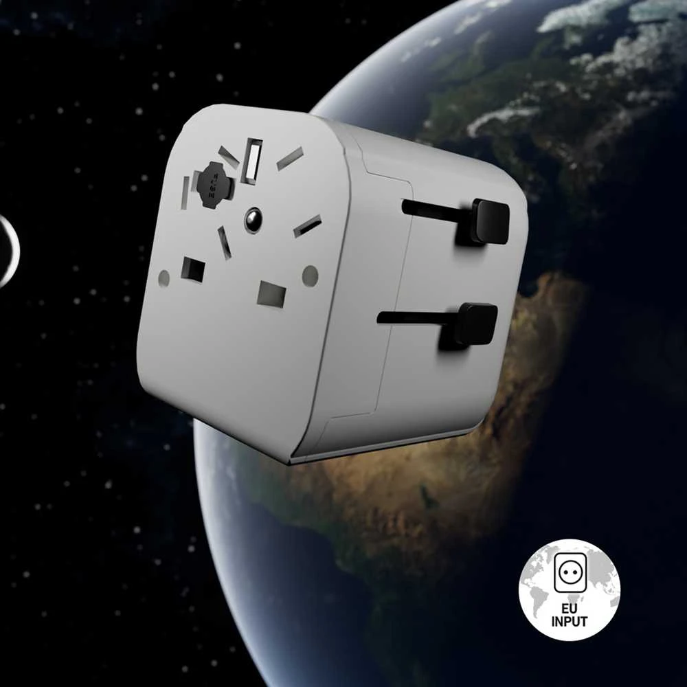 SBS universal travel adapter – EU 2xUSB-A – baltos spalvos