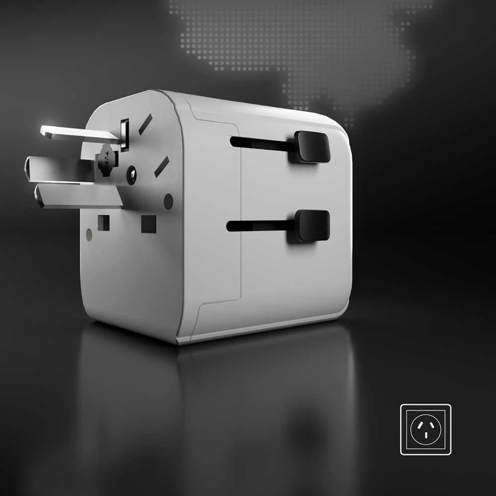 SBS universal travel adapter – EU 2xUSB-A – baltos spalvos