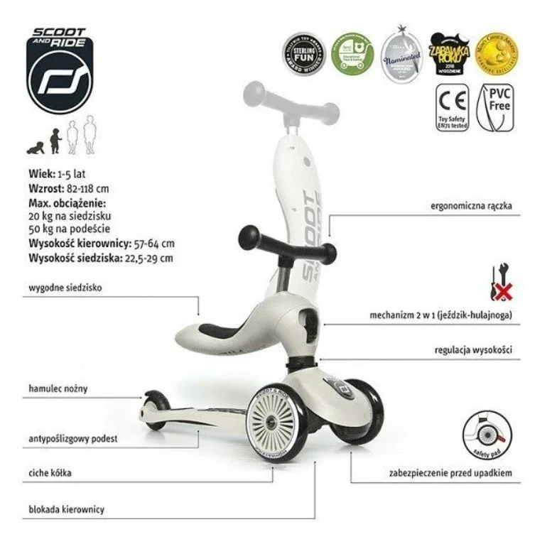 Paspirtukas - balansinis dviratukas Scoot & Ride Highwaykick 1 2in1 Ash 96268