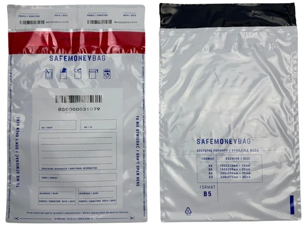 Security envelopes BESTPAK SAFEMONEYBAG deposit envelopes 190x260+35 mm B5 100 pcs. Transparent