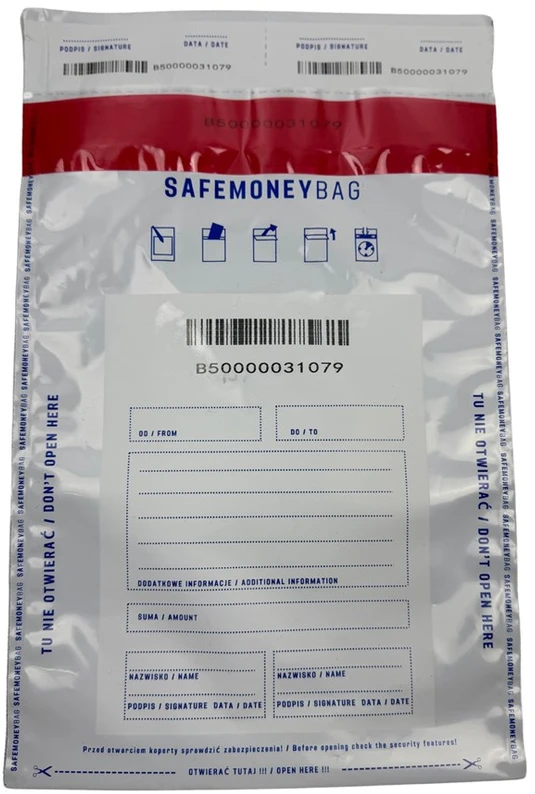 Security envelopes BESTPAK SAFEMONEYBAG deposit envelopes 190x260+35 mm B5 100 pcs. Transparent
