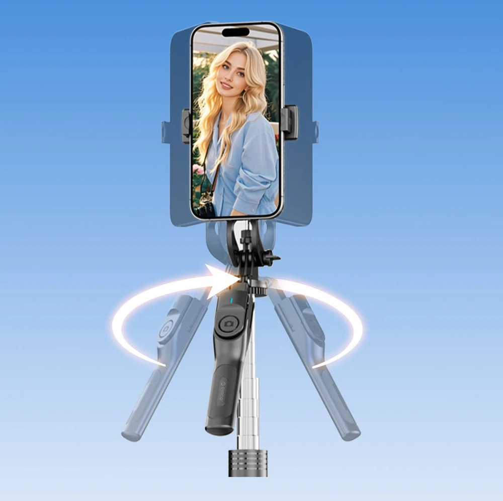 Asmenukių lazda Orico SPM190 trikojis telefono kamerai, 1/4 colio, su 360 laipsnių sukimu, Bluetooth 5.2 - juodas