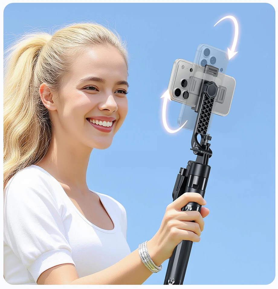 Asmenukių lazda Orico SPN185 1/4 colio trikojis telefono kamerai su 360 laipsnių sukimu, Bluetooth 5.2 - juodas