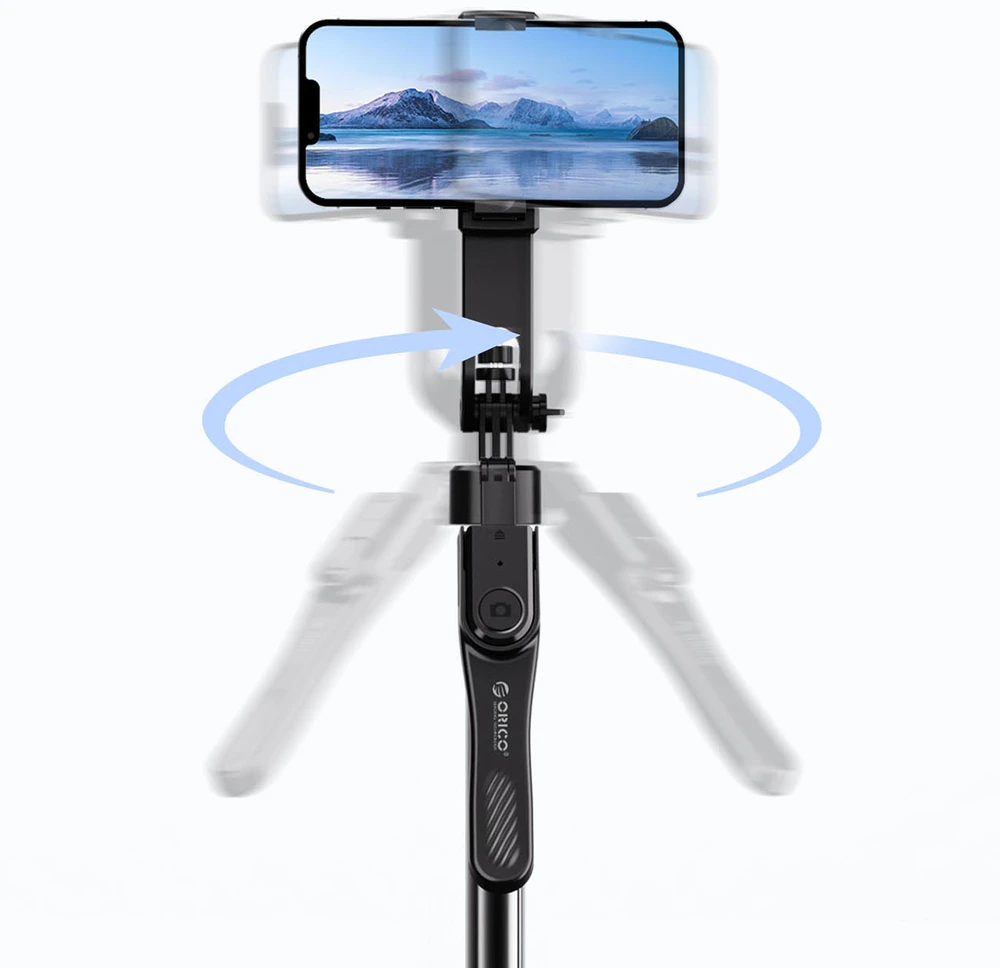 Asmenukių lazda Orico SPN185 1/4 colio trikojis telefono kamerai su 360 laipsnių sukimu, Bluetooth 5.2 - juodas