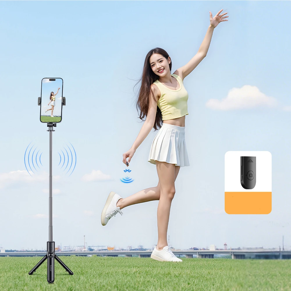 Asmenukių lazda Orico SPV68 mini trikojis su „Bluetooth“, 360 laipsnių sukimasis, 68 cm - juodas
