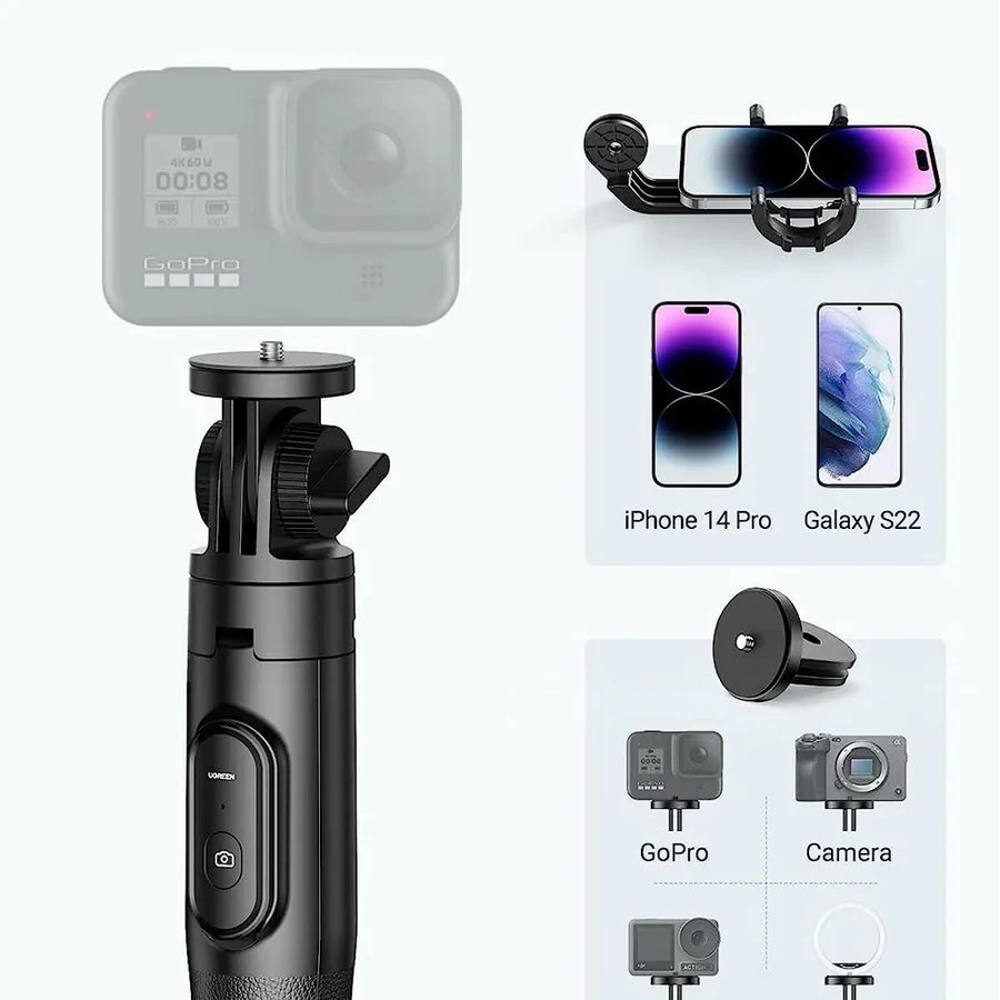 Ugreen Selfie stick trikojis su Bluetooth pulteliu 4.6-7.2" telefonams veiksmo kameroms