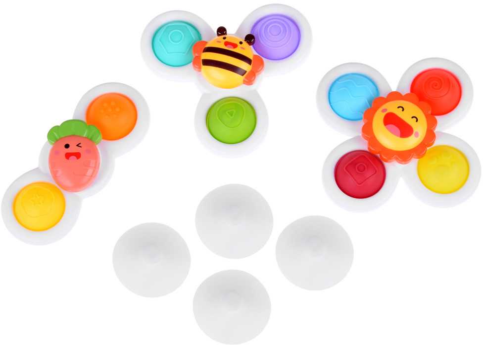 Jokomisiada sensorinis vonios žaislas „Fidget Spinner“ su siurbtuku, 3 vnt., ZA5340