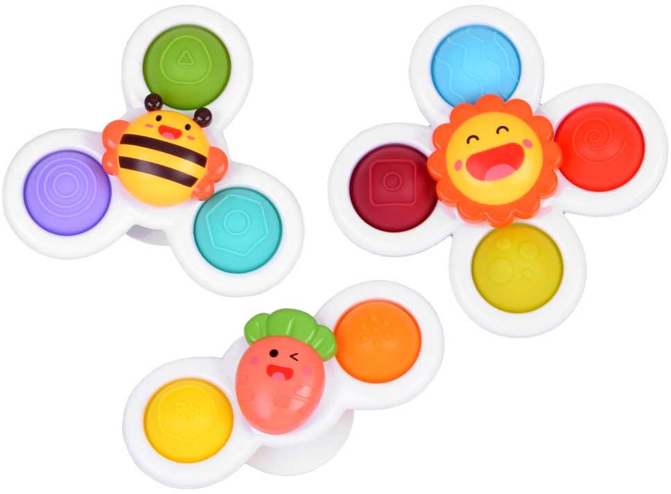Jokomisiada sensorinis vonios žaislas „Fidget Spinner“ su siurbtuku, 3 vnt., ZA5340