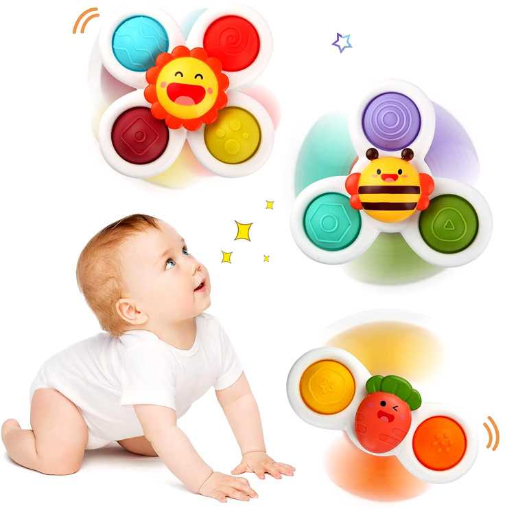 Jokomisiada sensorinis vonios žaislas „Fidget Spinner“ su siurbtuku, 3 vnt., ZA5340