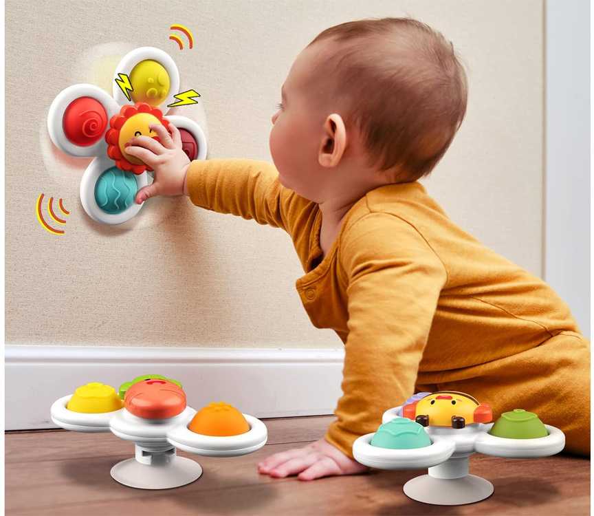 Jokomisiada sensorinis vonios žaislas „Fidget Spinner“ su siurbtuku, 3 vnt., ZA5340