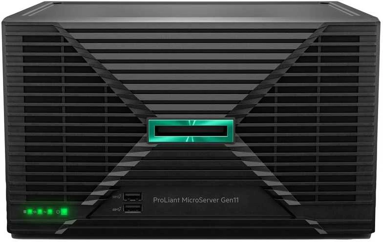 Serveris Hewlett Packard (HP) „HPE ProLiant MicroServer Gen11 E-2434 4c 32GB-U 4LFF-NHP 2x4TB HDD 180W“ išorinis PS EMEA Cmp Mod Svr