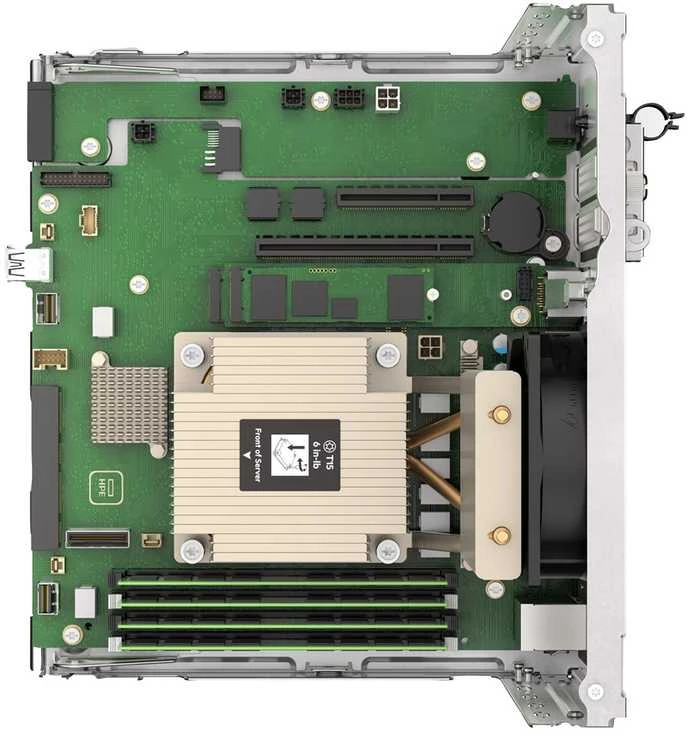Serveris Hewlett Packard (HP) „HPE ProLiant MicroServer Gen11 E-2434 4c 32GB-U 4LFF-NHP 2x4TB HDD 180W“ išorinis PS EMEA Cmp Mod Svr