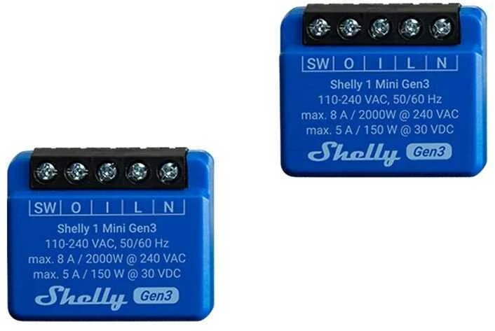 Shelly Group Wi-Fi valdoma išmanioji relė Shelly 1 Mini Gen3 x2