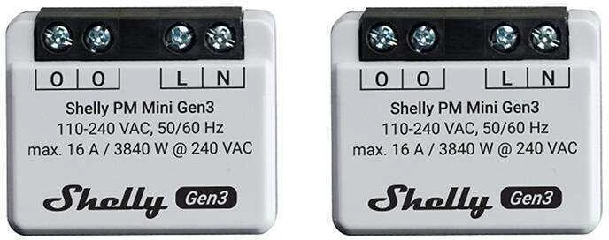2 Shelly PM Mini Gen3 valdiklių rinkinys