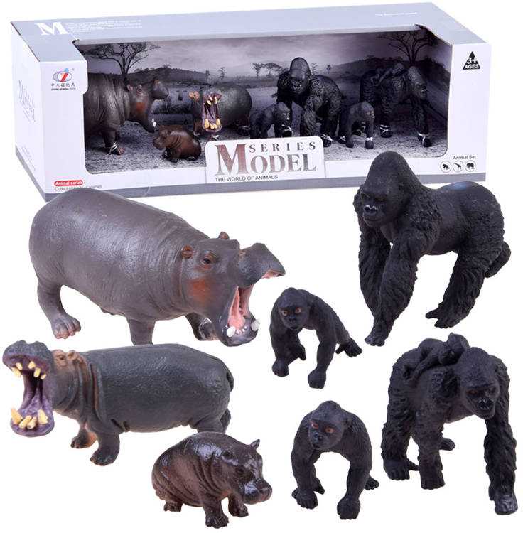 Jokomisiada Gyvūnų rinkinys Safari Hippo Gorilla