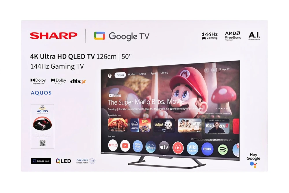 Televizorius Sharp | 50HR7265E | 50 | Smart TV | Google TV | Juodas