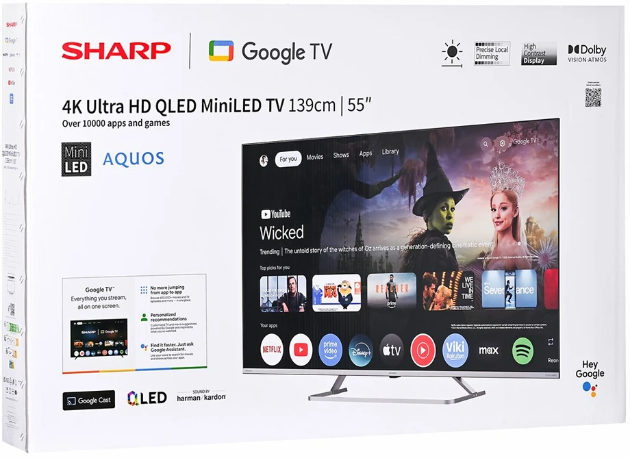 „Sharp 4K Ultra HD QLED MiniLED“ televizorius | 55JP7265E | 55 | „Google TV“ | UHD