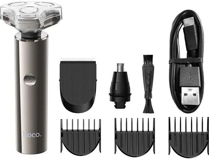 Shaving set 3in1 Hoco HP36 metal pilka