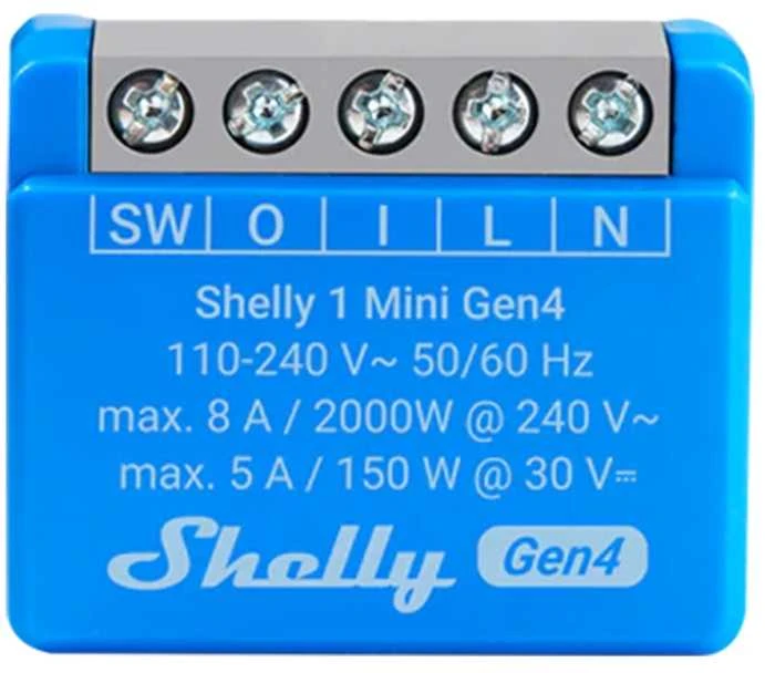 Shelly 1 Mini Gen4 1 kanalo relė 8A (WiFi, Bluetooth, Zigbee, Matter)