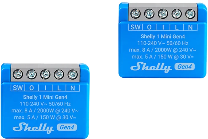 SHELLY 1 Mini Gen4 išmanusis jungiklis Mėlyna 2 vnt.