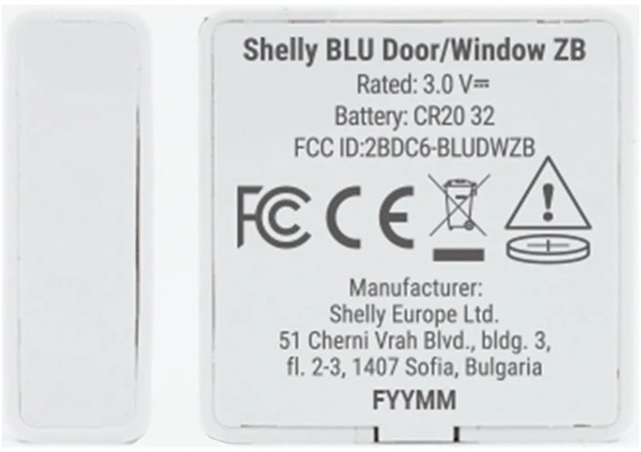 Shelly Group Durų/langų Bluetooth jutiklis Shelly BLU Door/Window ZB