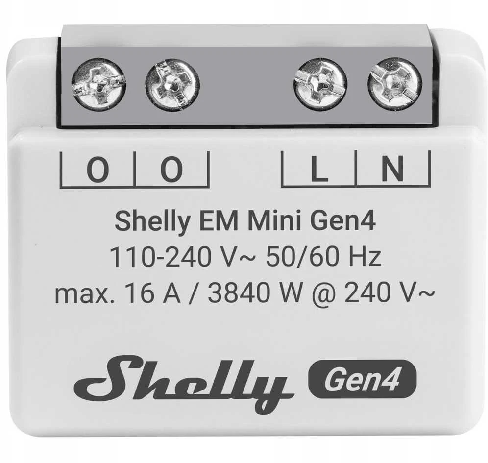 Shelly EM Mini Gen4 galios matuoklio modulis 16A (WiFi, Bluetooth, Zigbee, Matter)
