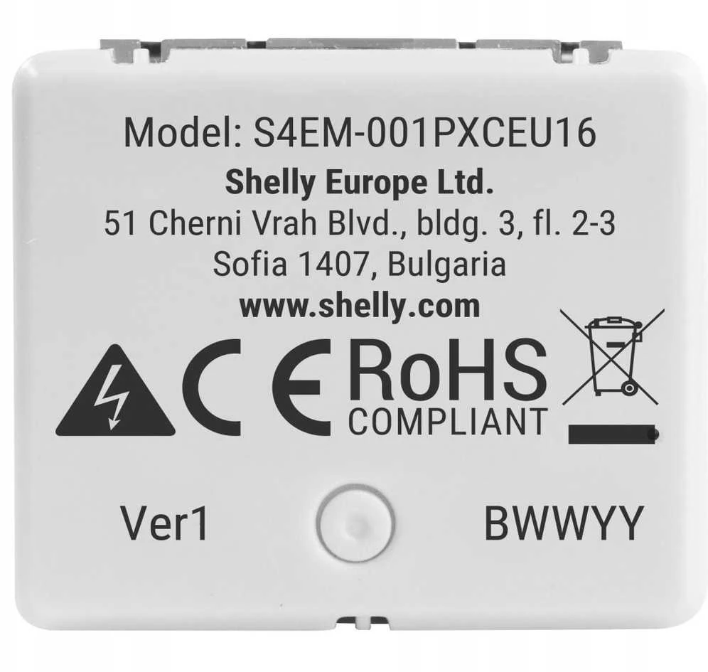 Shelly EM Mini Gen4 galios matuoklio modulis 16A (WiFi, Bluetooth, Zigbee, Matter)