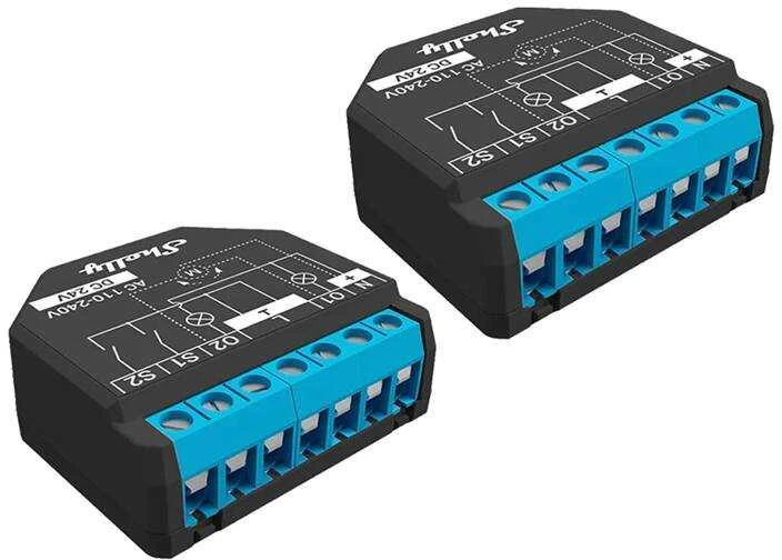 Shelly Plus 2PM 2x - 2 kanalų relė žaliuzių ir variklio valdymas su energijos matavimu Wifi Bluetooth