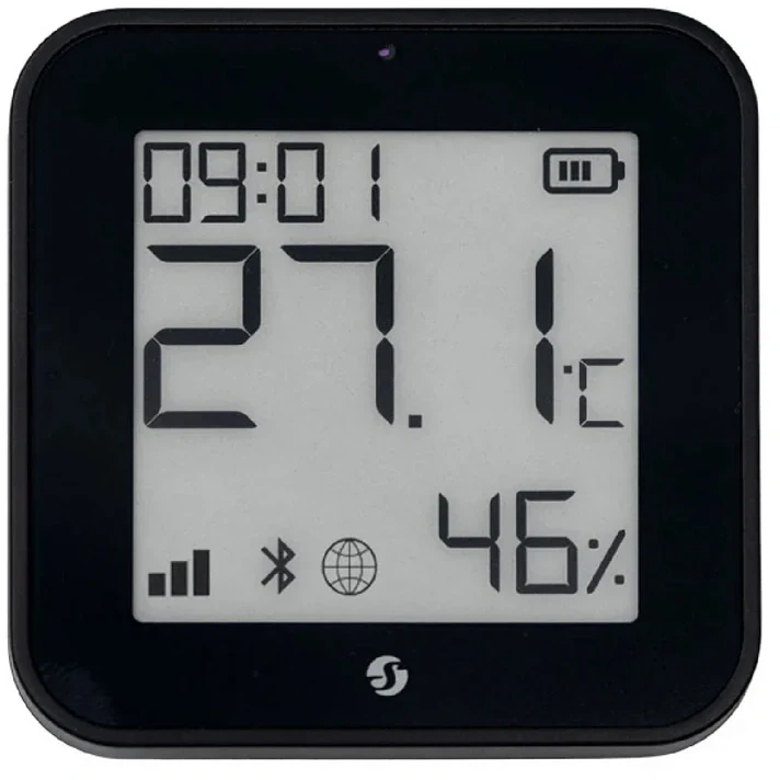 Shelly BLU H&T Ekranas ZB temperatūros, drėgmės, LUX sensorius, Bluetooth, Zigbee, Juodas