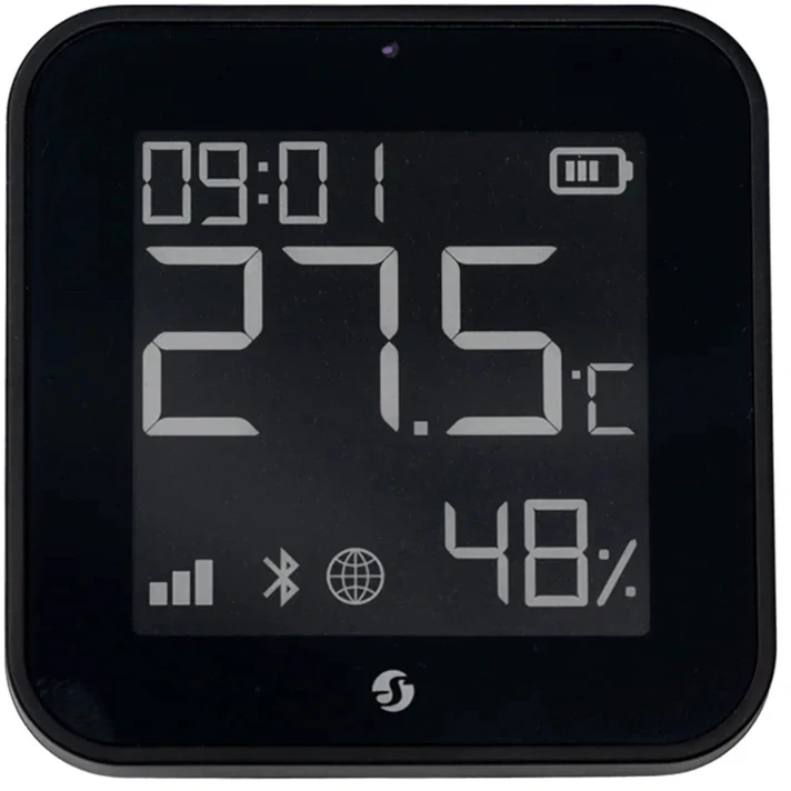 Shelly BLU H&T Ekranas ZB temperatūros, drėgmės, LUX sensorius, Bluetooth, Zigbee, Juodas