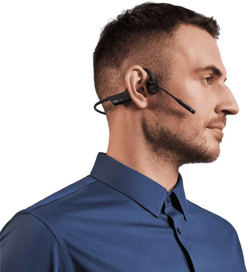 SHOKZ OpenComm2 2025 Atnaujinimas Belaidės Bluetooth Bone Conduction Vaizdo konferencijos Ausinės su USB-C įkrovimo prievadu | 16 val. pokalbio laikas, 29 m Belaidės diapazonas, 1 val. įkrovimo laikas | Komplekte Triukšmą slopinantis Boom Mic, Juodas